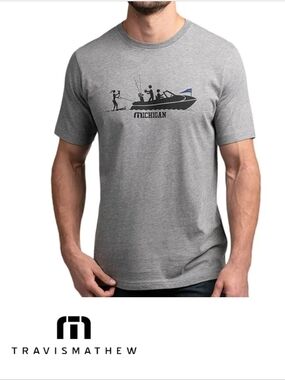 Travis Mathew Mens Gray Lake State Golf T-Shirt - Small New